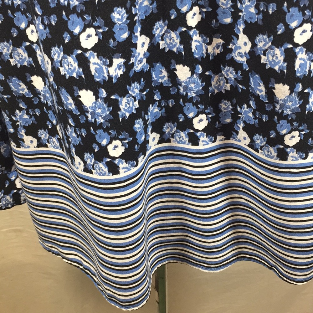Cato Top/Tunic Women Size 18/20W Blue & Black Button Placket Long Sleeve - Picture 3 of 7